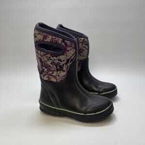 Bogs Classic II Winter Boots Youth Sz 1 Snow Waterproof Abstract Purple Read